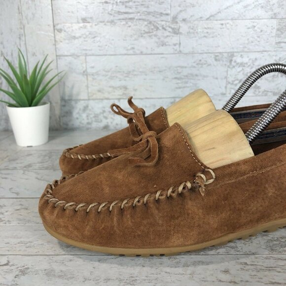 LL BEAN Moccasins Browm Suede‎ Slip On Loafers Driving Shoes WOMENS Size 7 M GUC - Picture 2 of 10